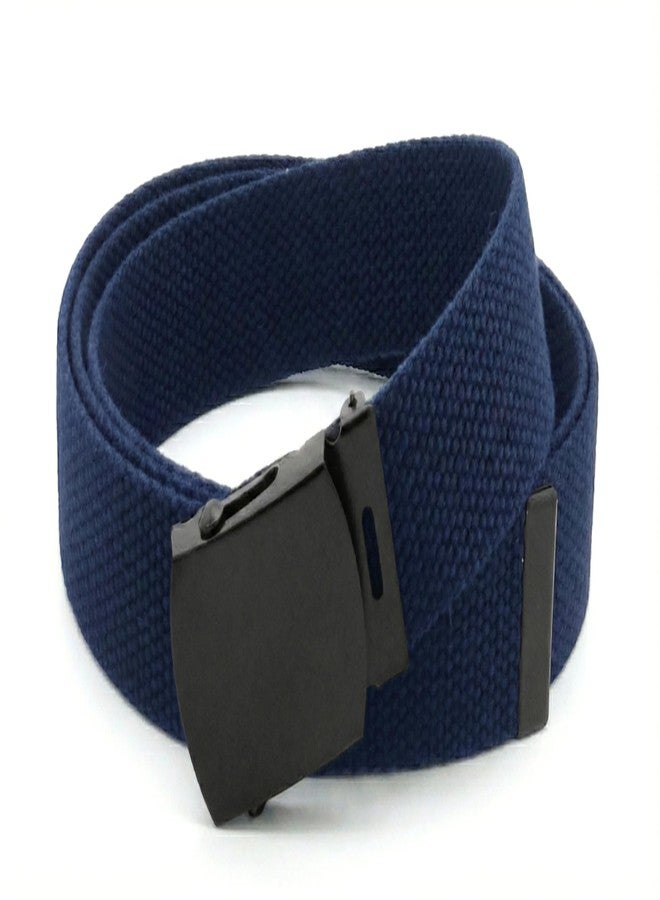 BC Belts حزام قماشي من بي سي بيلتس، تصميم عسكري، بإبزيم وطرف أسودين، طوله 56 بوصة، متوفر بألوان متعددة (أزرق داكن). - Image 3